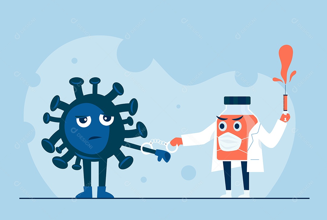 Ícones Itens Personagem Contra Covid-19 Vetores EPS