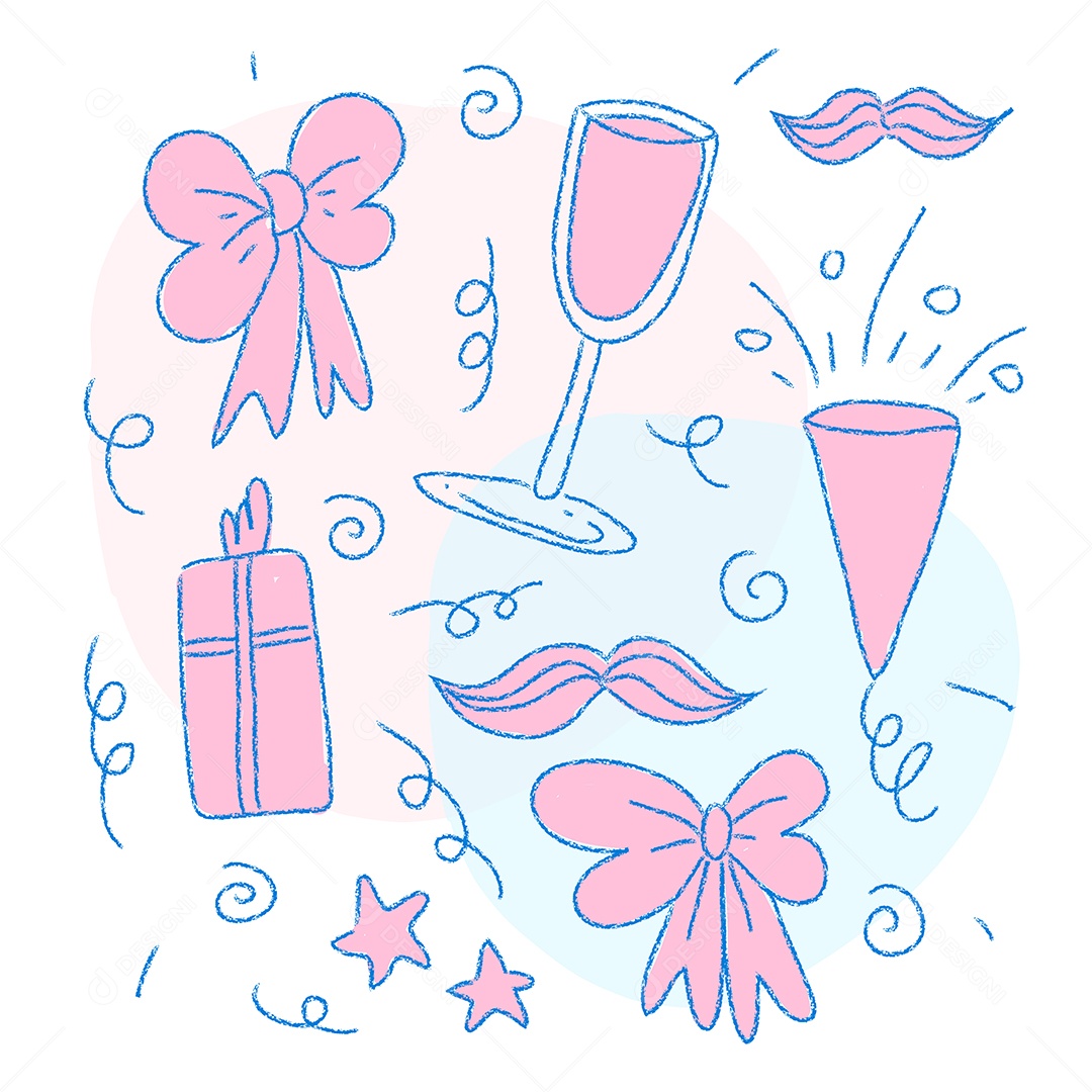 Conjunto de Elementos Vetoriais para Decoração de Festas de Aniversário Vetores EPS