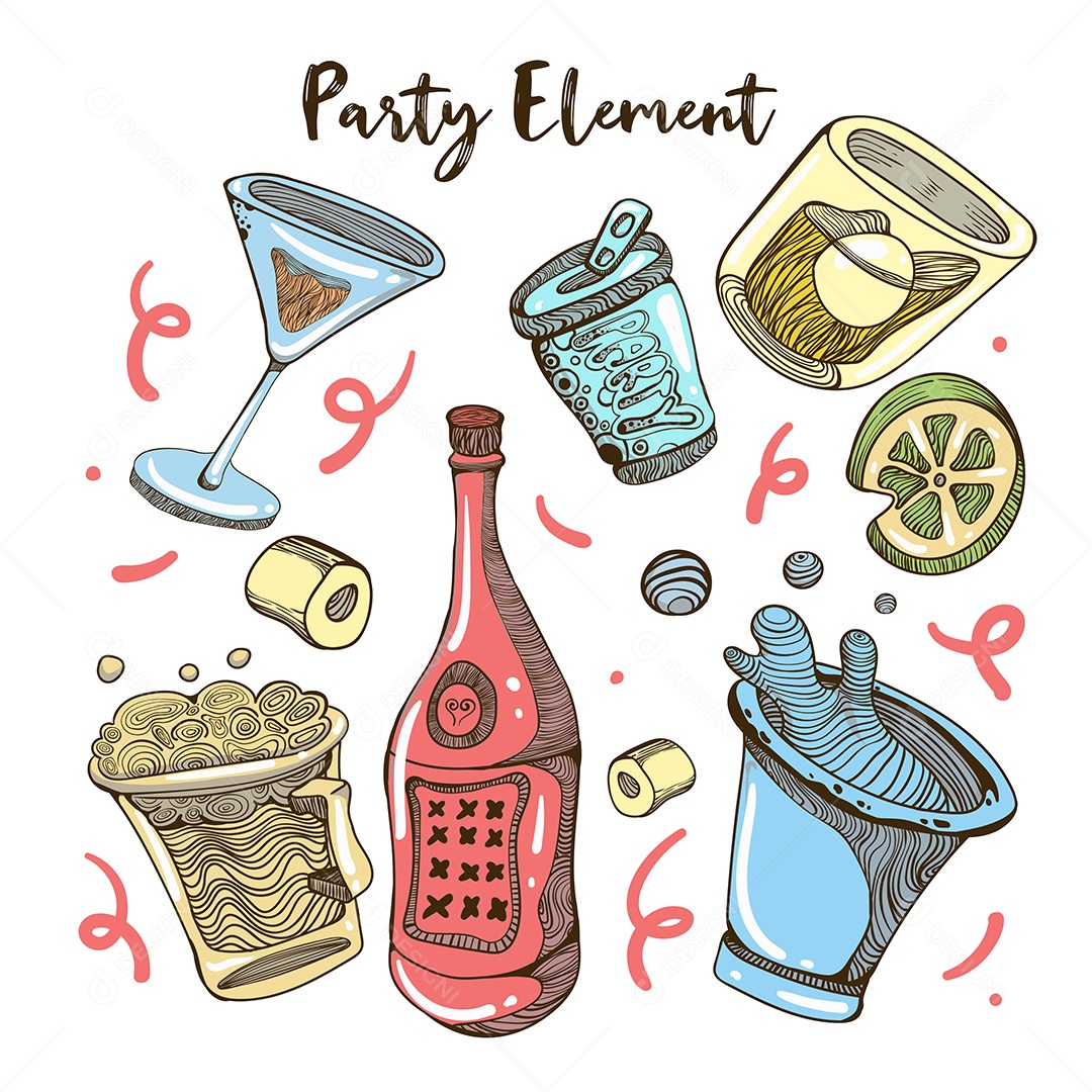 Grande Pacote de Elementos Vetoriais para Decoração de Festas de Aniversário Vetores EPS