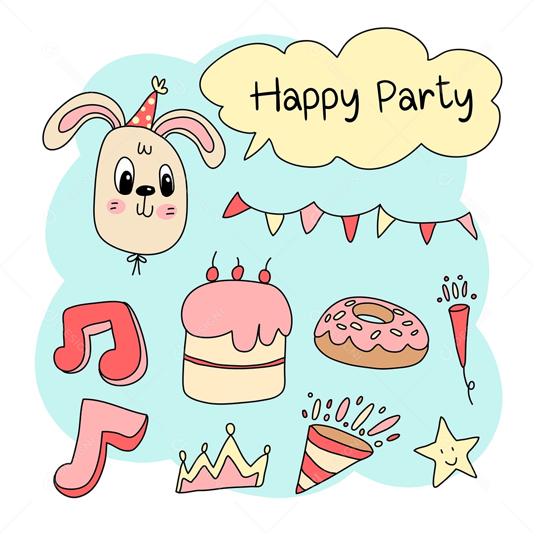 Grande Pacote de Elementos Vetoriais para Decoração de Festas de Aniversário Vetores EPS