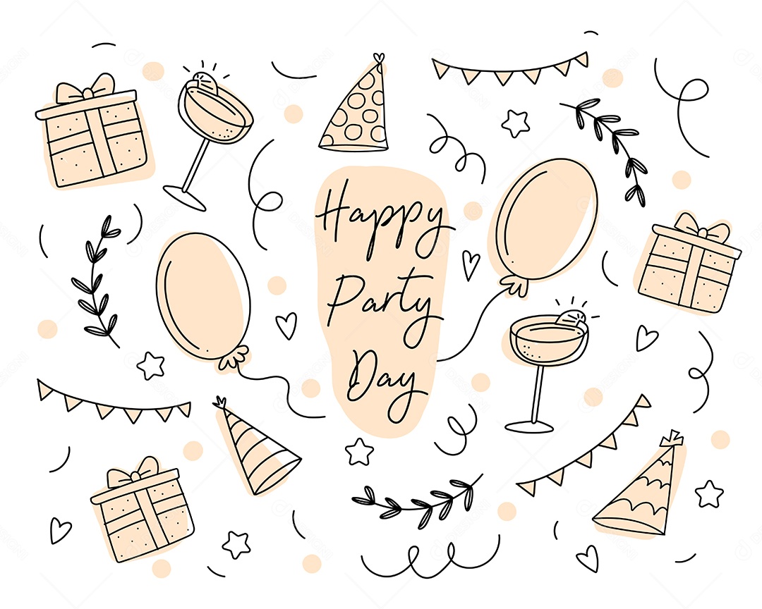 Grande Pacote de Elementos Vetoriais para Decoração de Festas de Aniversário Vetores EPS