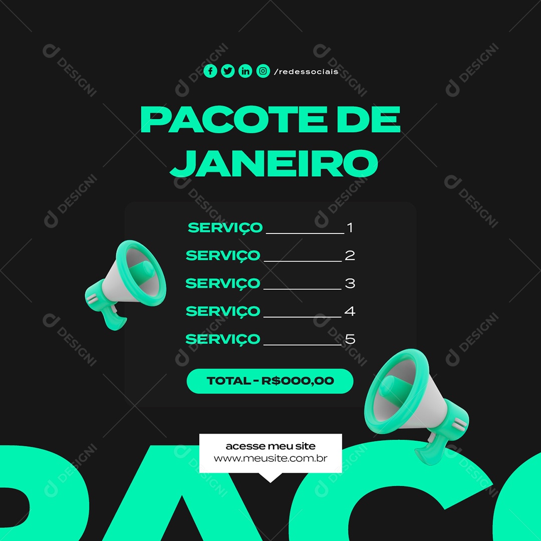Pacote de Janeiro Web Designer Social Media PSD Editável