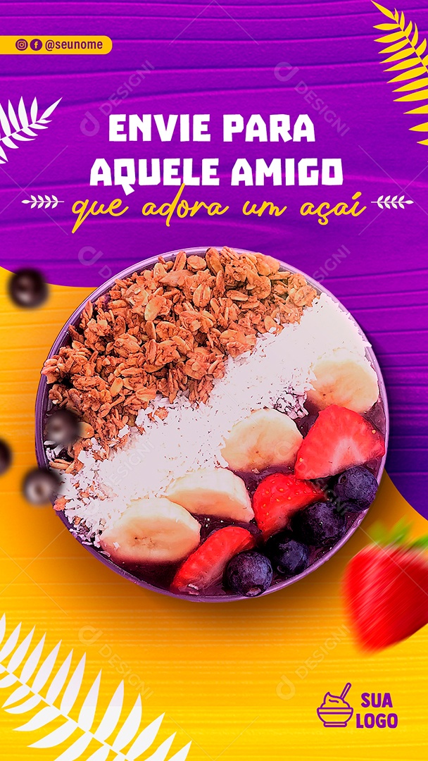 Post Açaí Envie Para Aquele Amigo Social Media PSD Editável