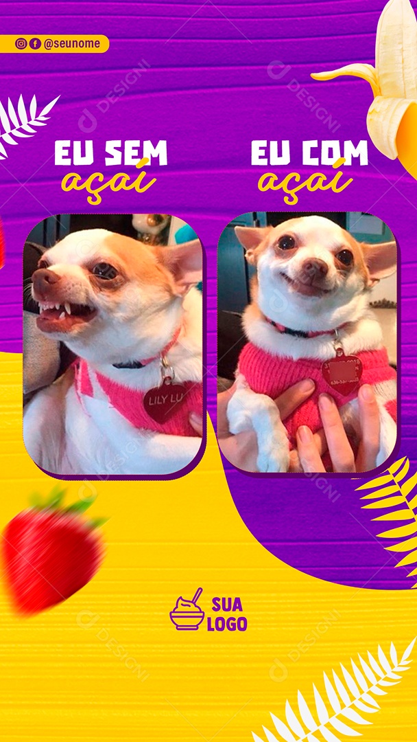 Post Açaí Meme Social Media PSD Editável