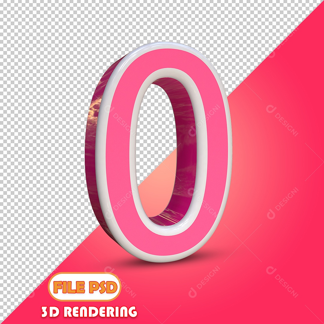 Número 3D Para Composição Rosa 0 PSD