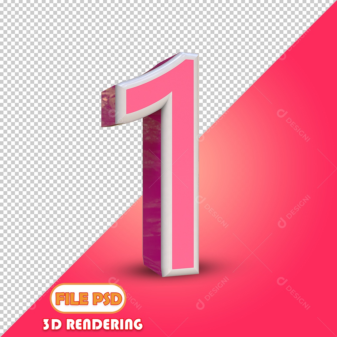 Número 3D Para Composição Rosa 1 PSD