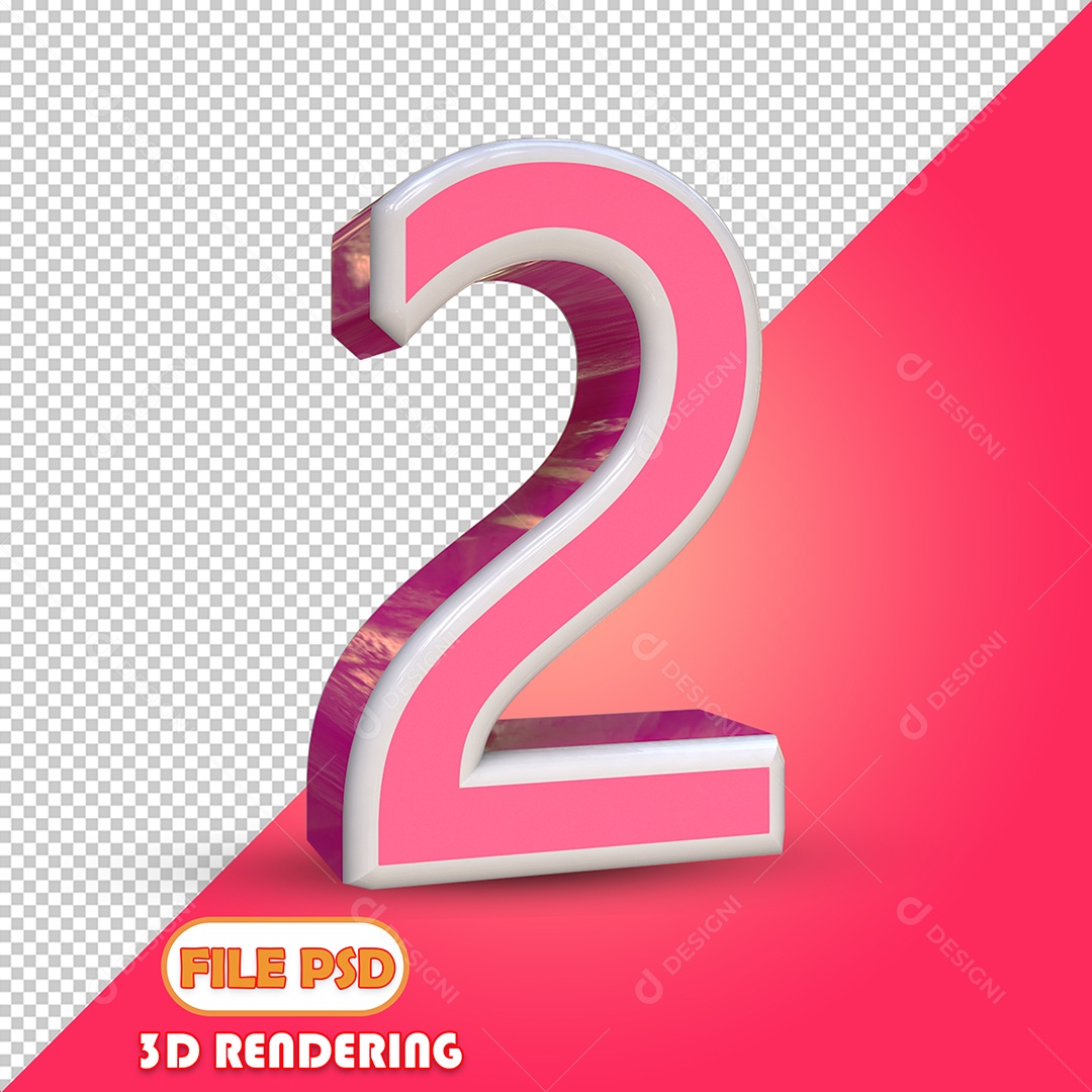 Número 3D Para Composição Rosa 2 PSD