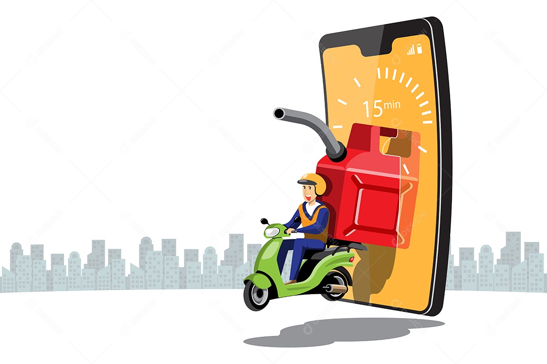 Ícones de Entregas Comercial e Delivery de Gasolina Desenhos Vetores EPS