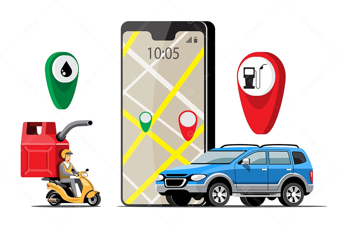 Ícones de Entregas Comercial e Delivery de Gasolina Desenhos Vetores EPS