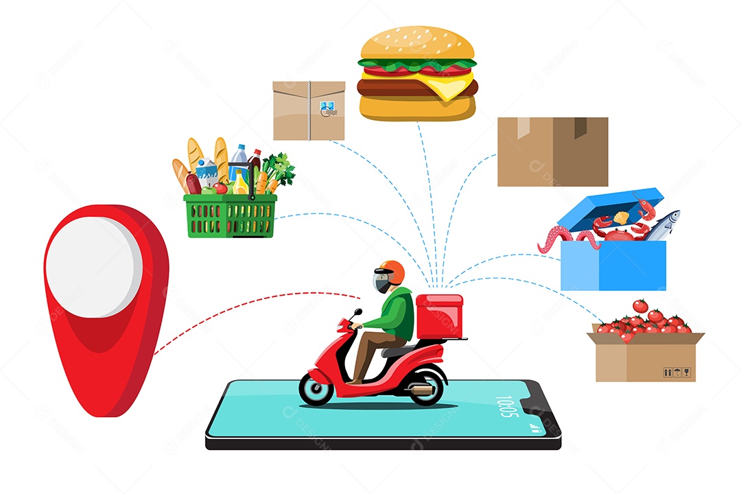 Ícones de Delivery e Entregas Comercial de Compras Desenhos Vetores EPS