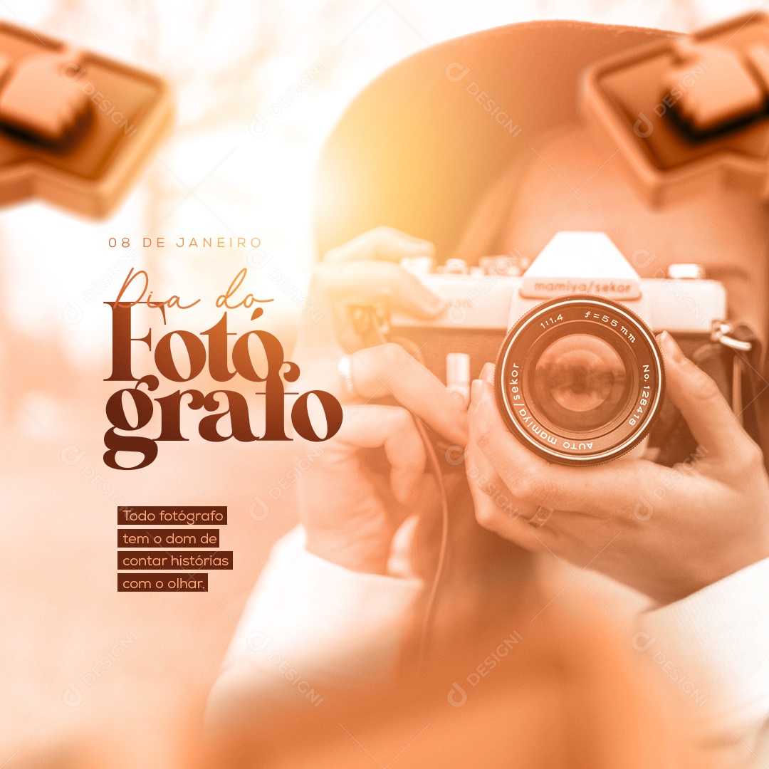 Dia do Fotógrafo 08 de Janeiro Parabéns Pelo Seu Dia! Social Media PSD Editável