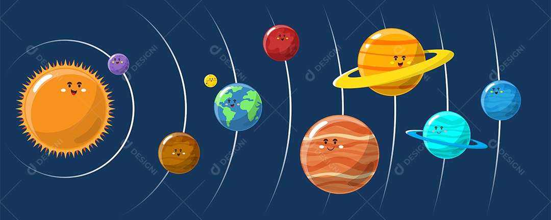 A Órbita do Sistema Solar Desenho Vetor EPS