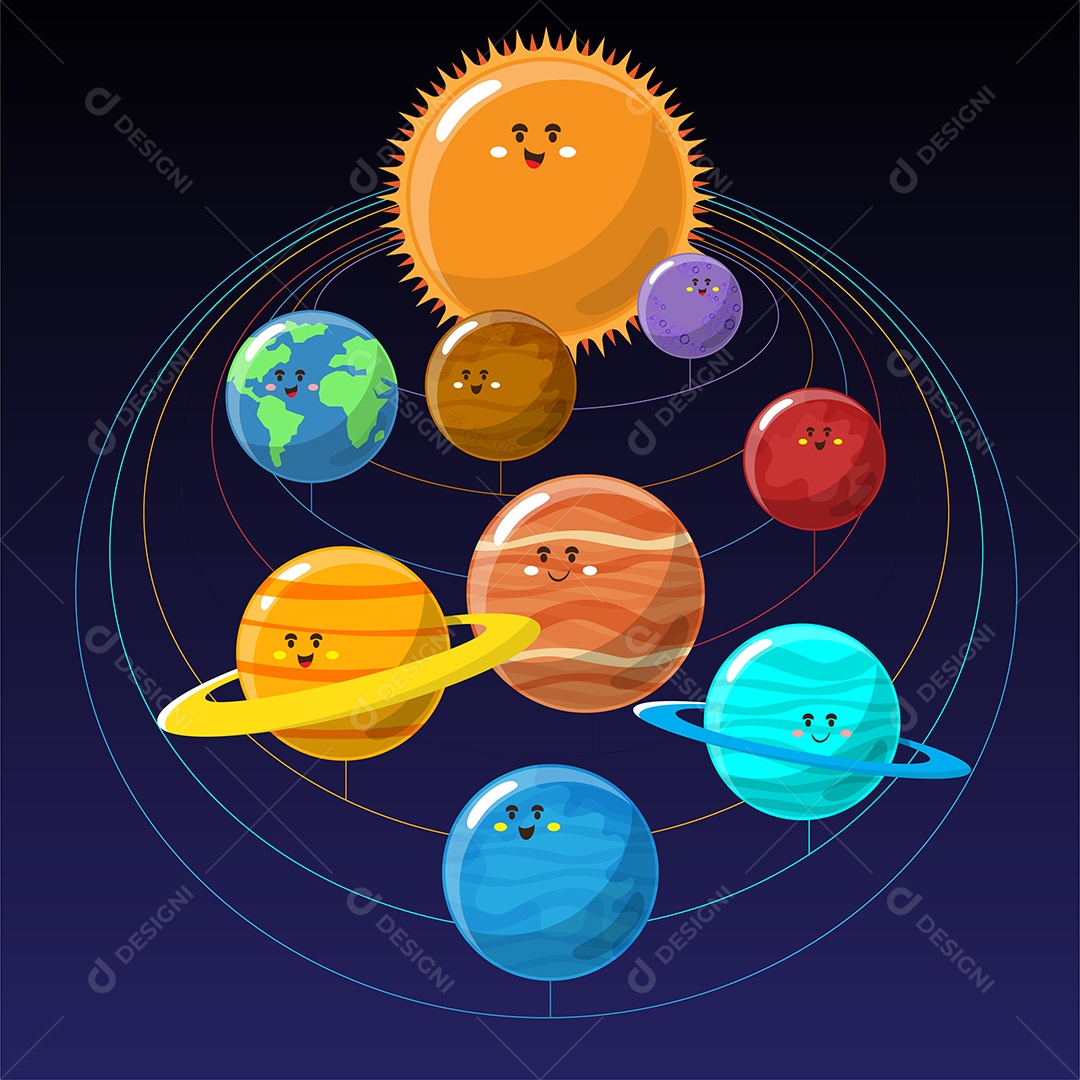 A Órbita do Sistema Solar Desenho Vetor EPS