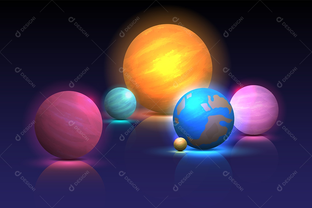 A Órbita do Sistema Solar Desenho Vetores EPS