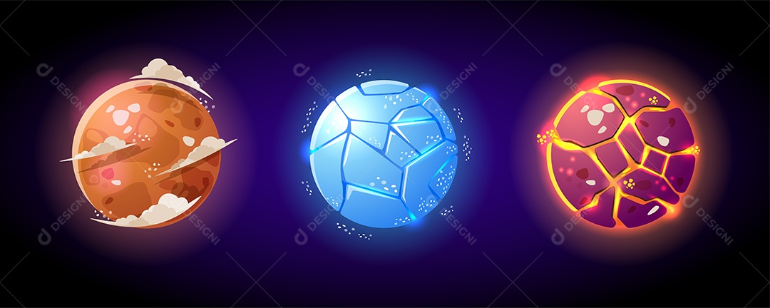 Uma ampla gama de designs de planetas espaciais Vetor EPS