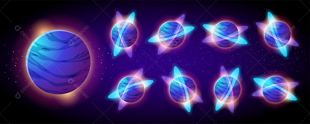 Uma ampla gama de designs de planetas espaciais Vetor EPS