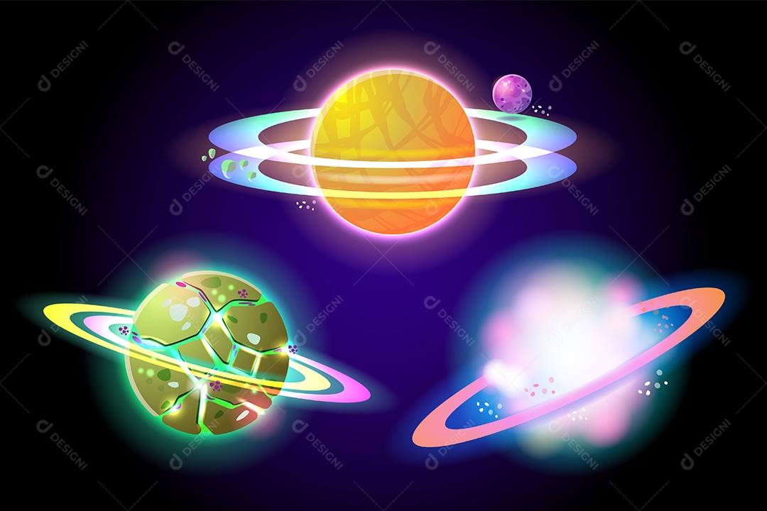 Uma ampla gama de designs de planetas espaciais Vetor EPS