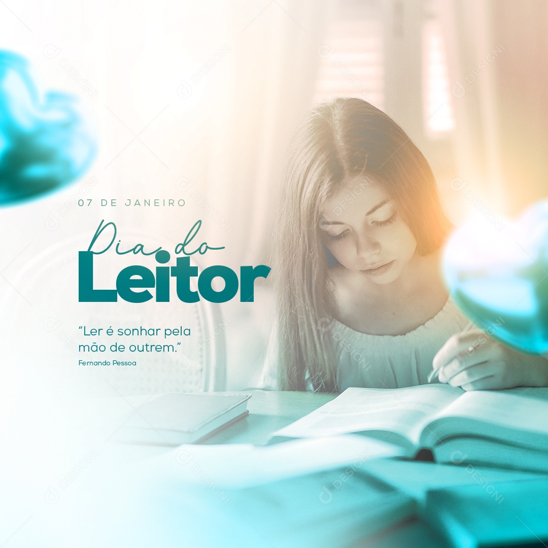 Dia do Leitor 07 de Janeiro Social Media PSD Editável