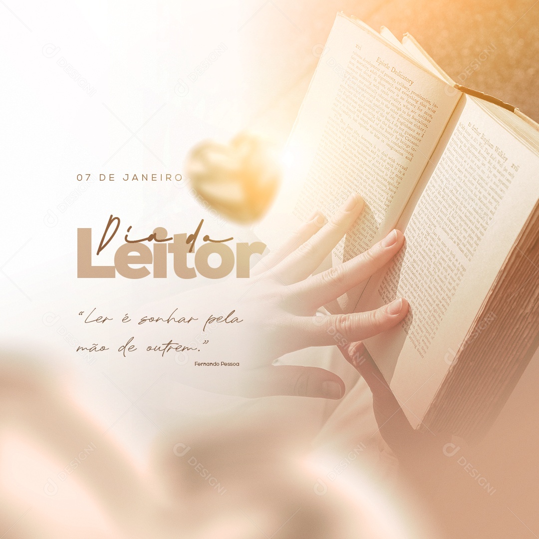 Dia do Leitor 07 de Janeiro Social Media PSD Editável