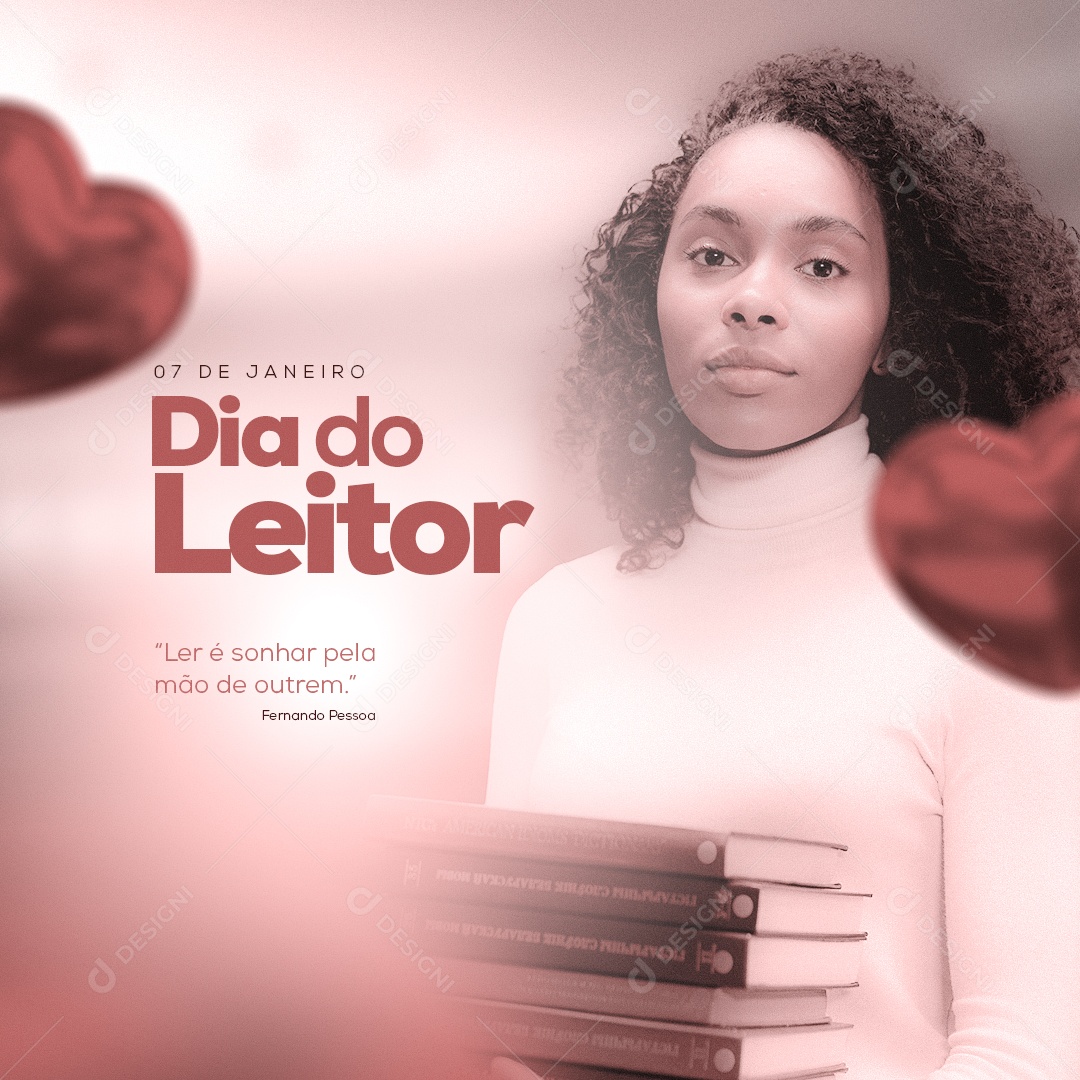 Dia do Leitor 07 de Janeiro Social Media PSD Editável