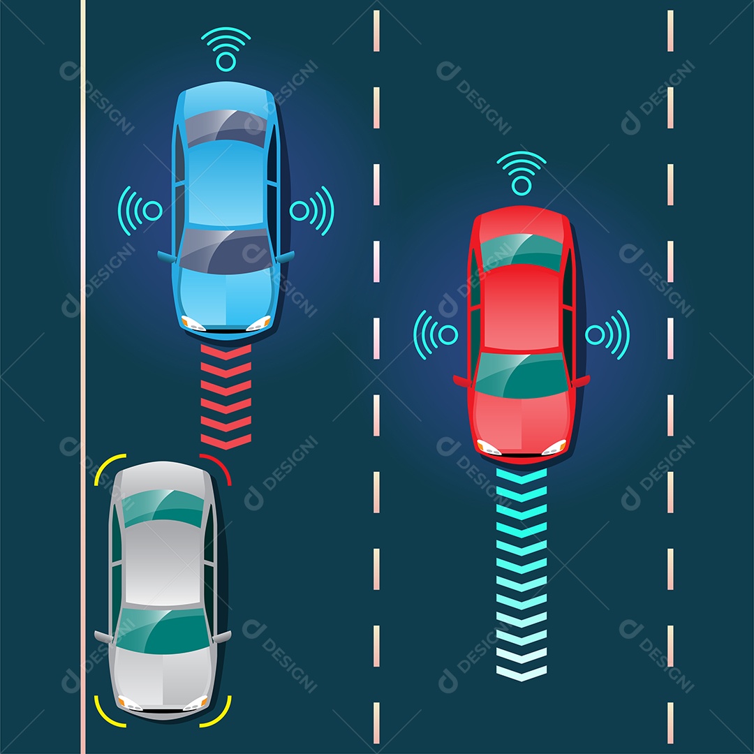 Sensor sem fio automático de carro inteligente autônomo dirigindo Vetor EPS