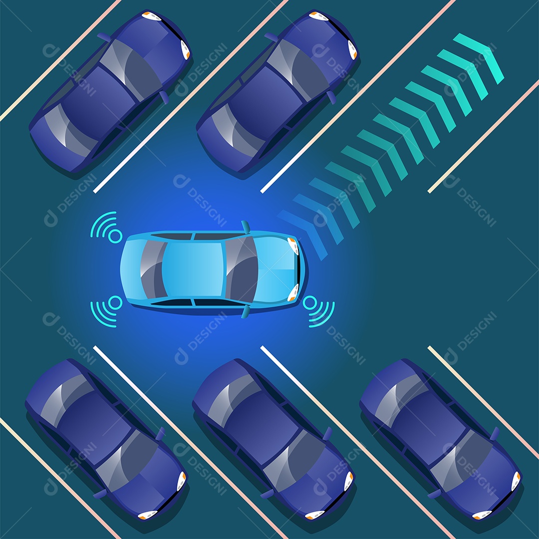 Sensor sem fio automático de carro inteligente autônomo dirigindo Vetor EPS