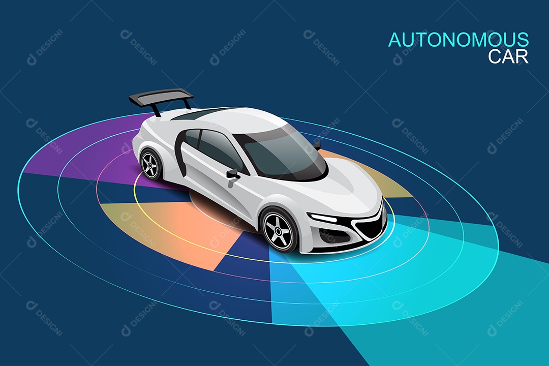 Sensor sem fio automático de carro inteligente autônomo dirigindo Vetor EPS