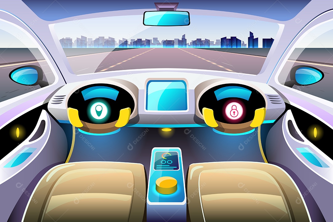 Sistema de Segurança sem motorista de inteligência artificial Vetor EPS