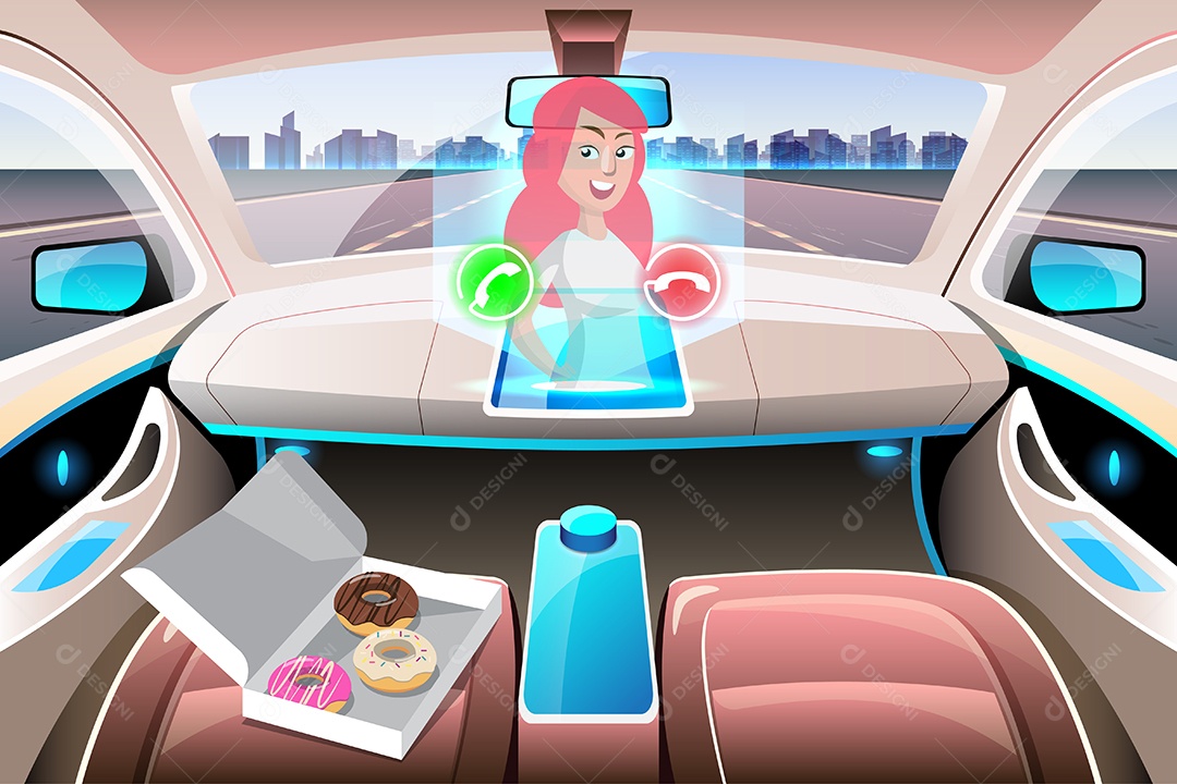 Sistema de Segurança sem motorista de inteligência artificial Vetor EPS