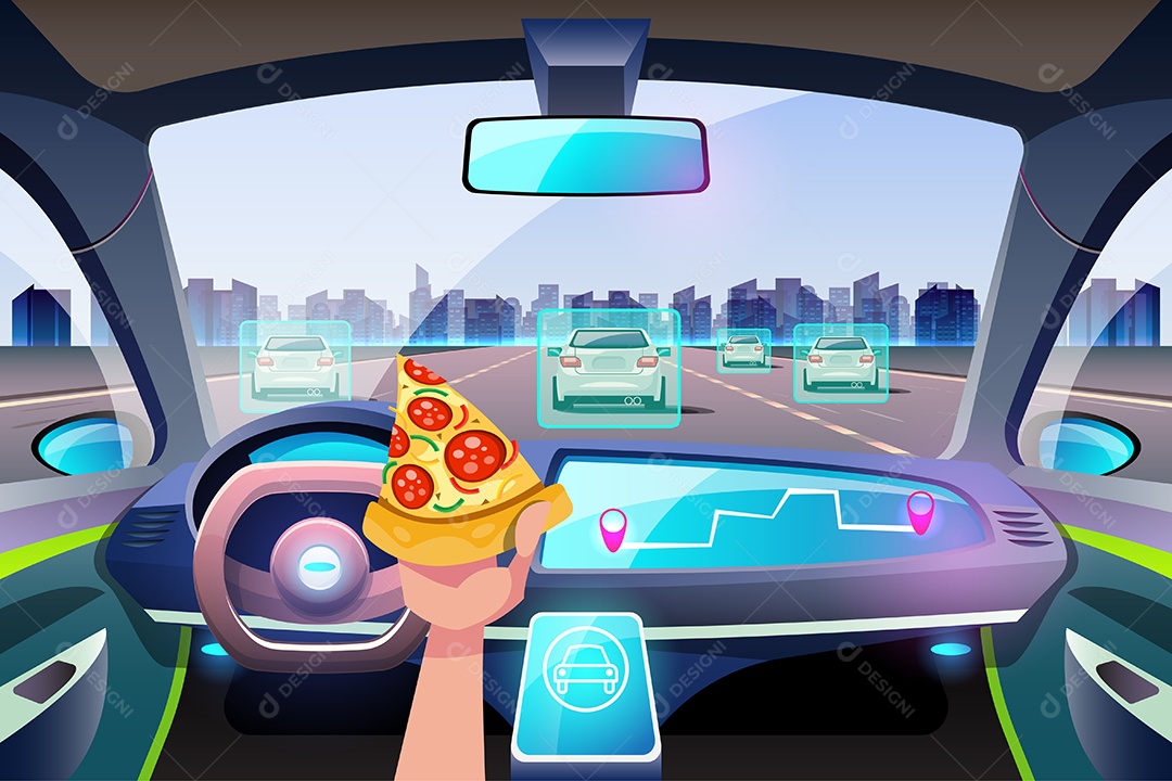 Artificial Intelligence Driverless Security System Vector EPS