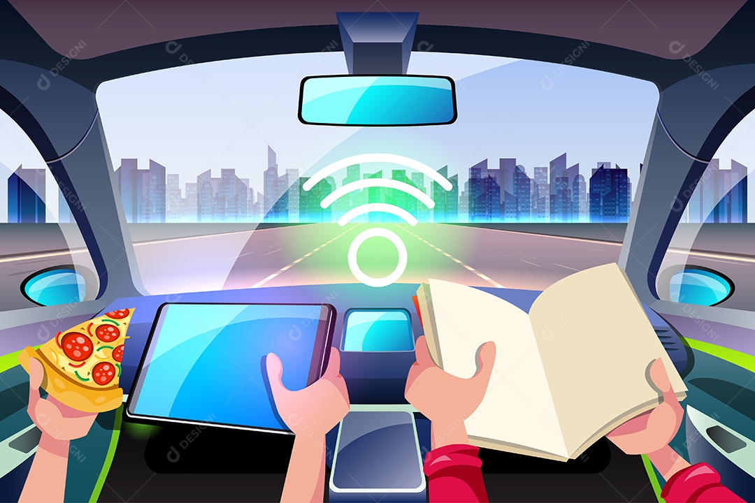 Sistema de Segurança sem motorista de inteligência artificial Vetor EPS