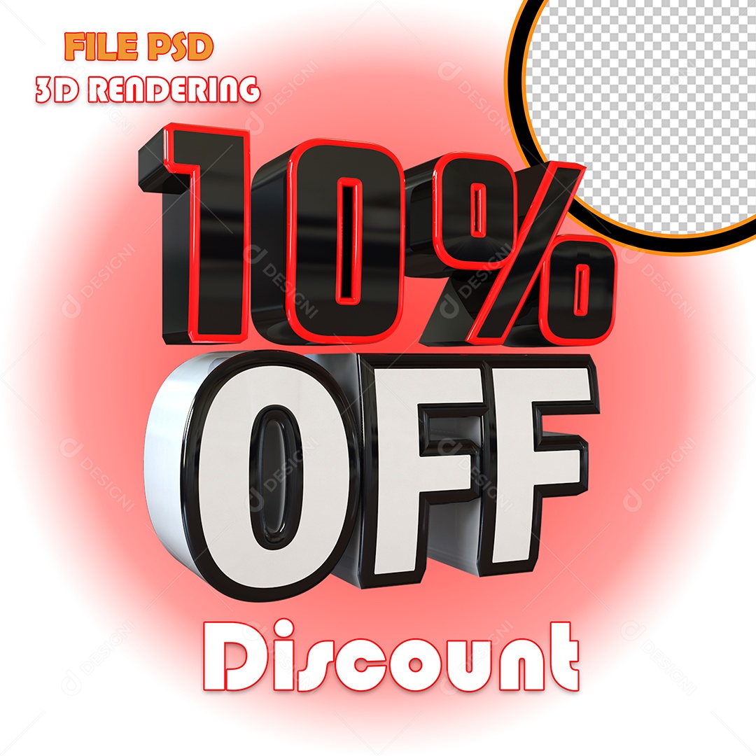 Selo 3D Para Composição 10% Off Desconto PSD