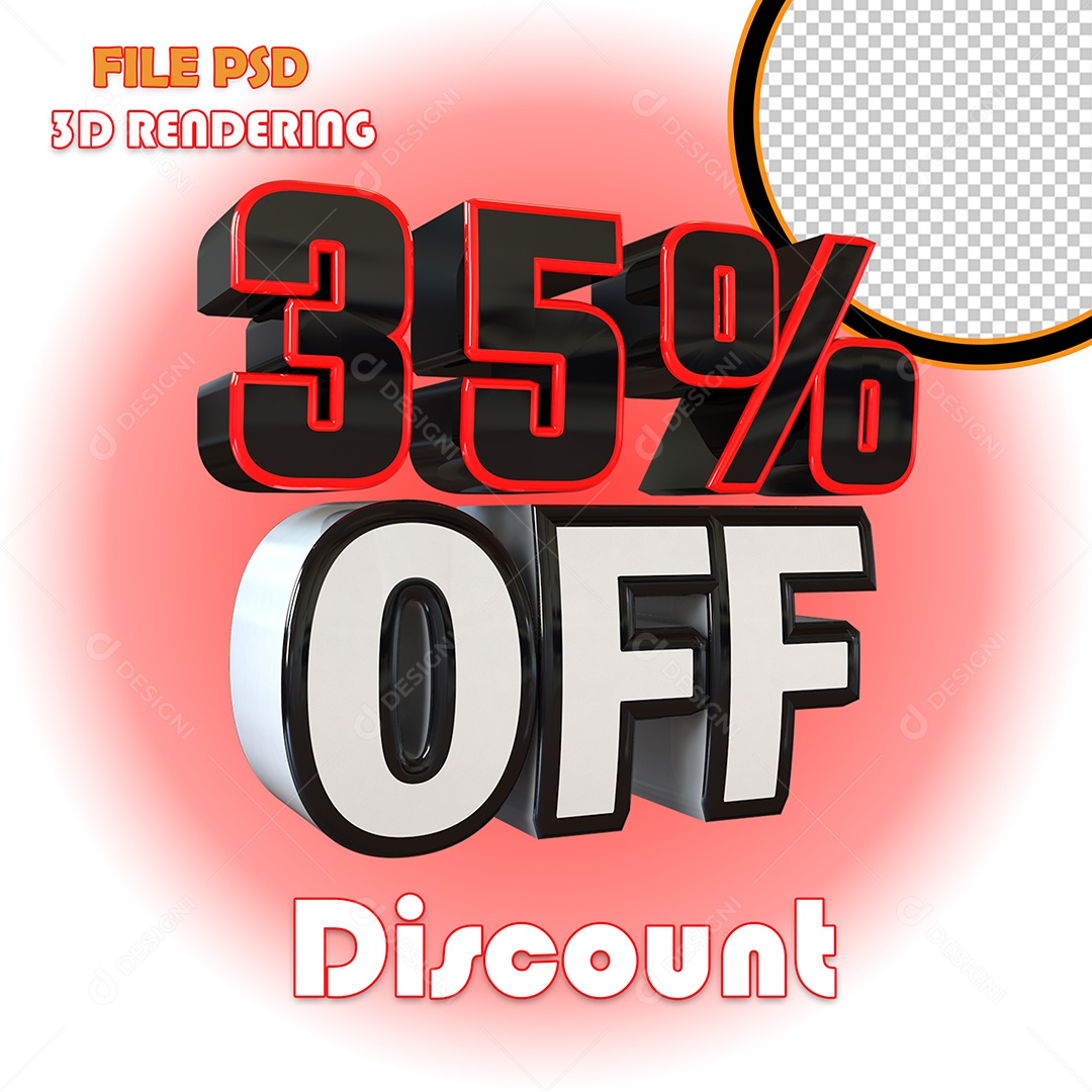 Selo 3D Para Composição 35% Off Desconto PSD