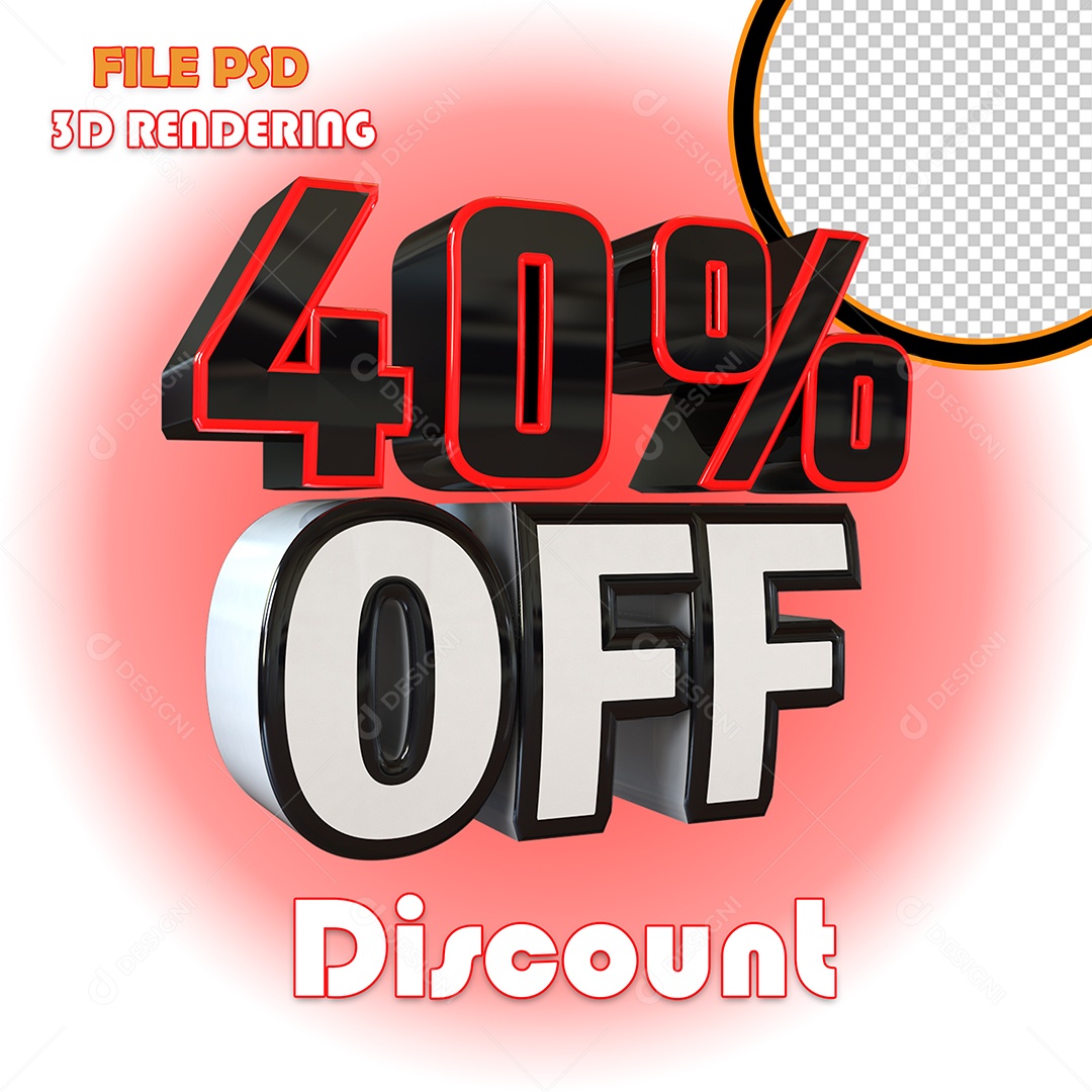 Selo 3D Para Composição 40% Off Desconto PSD
