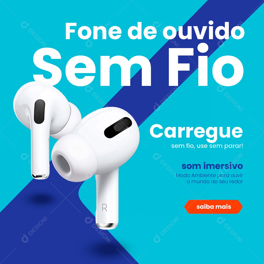 Post Loja de Celulares Vendas de Fones de Ouvido Social Media PSD Editável