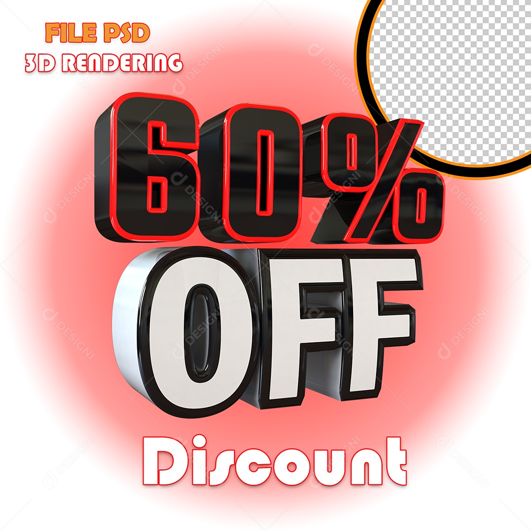 Selo 3D Para Composição 60% Off Desconto PSD