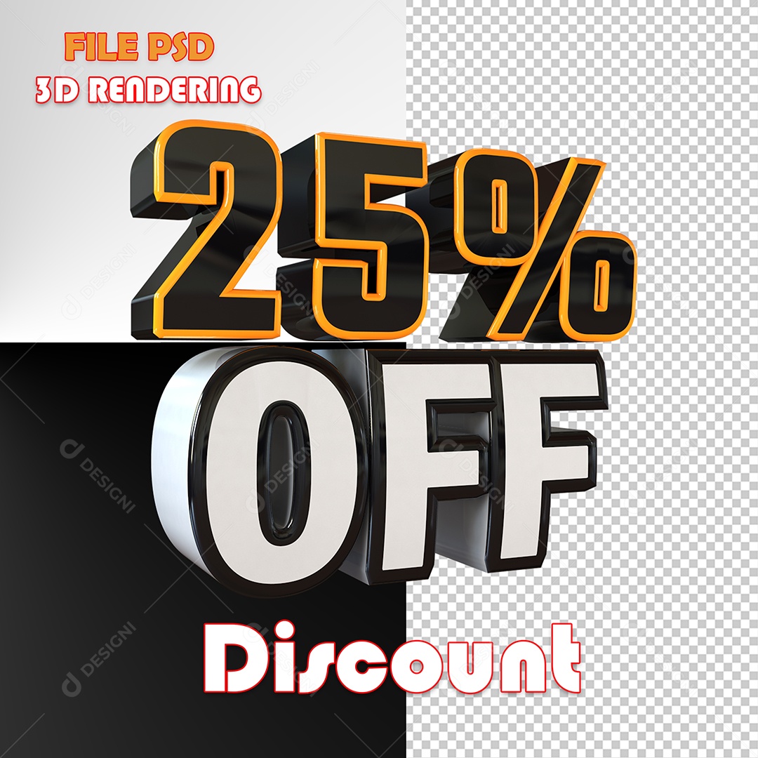 Selo 3D Para Composição 25% Off Desconto PSD
