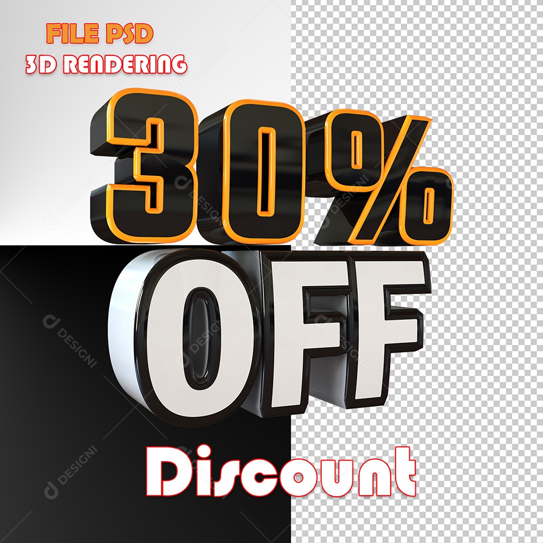 Selo 3D Para Composição 30% Off Desconto PSD