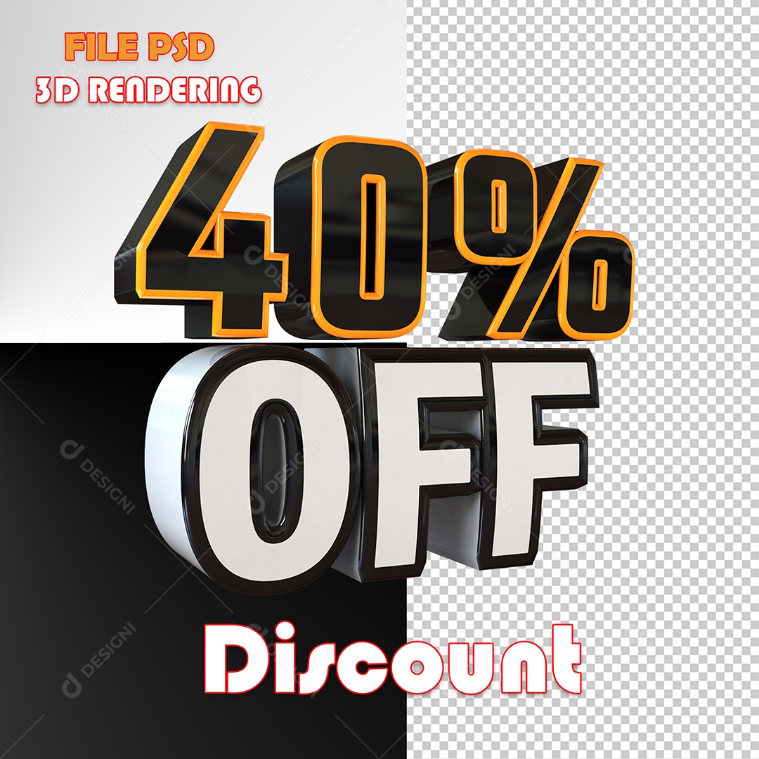 Selo 3D Para Composição 40% Off Desconto PSD