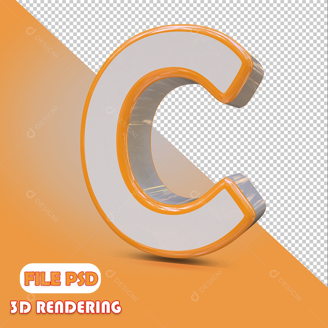 Letra 3D Para Composição C PSD