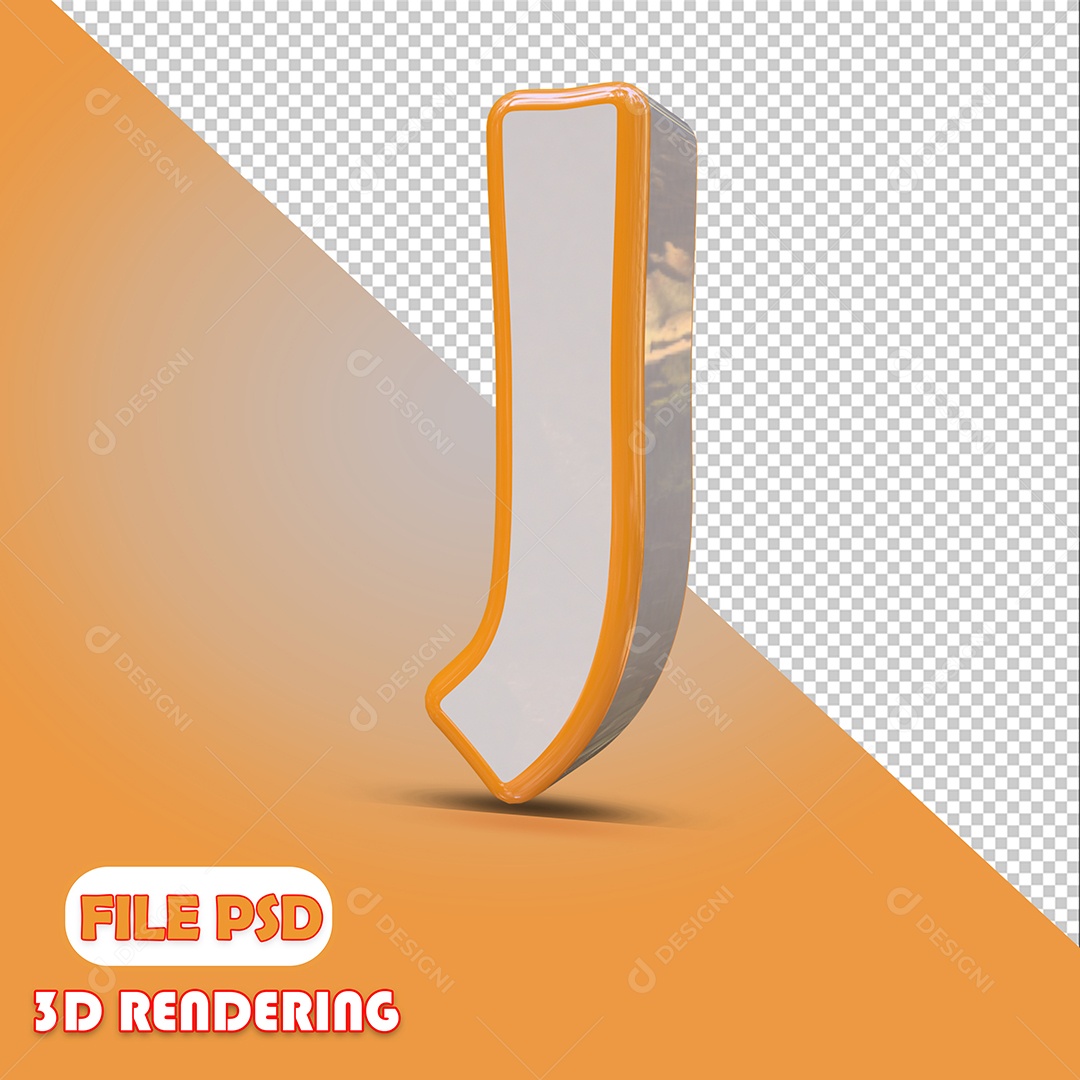 Letra 3D Para Composição J PSD