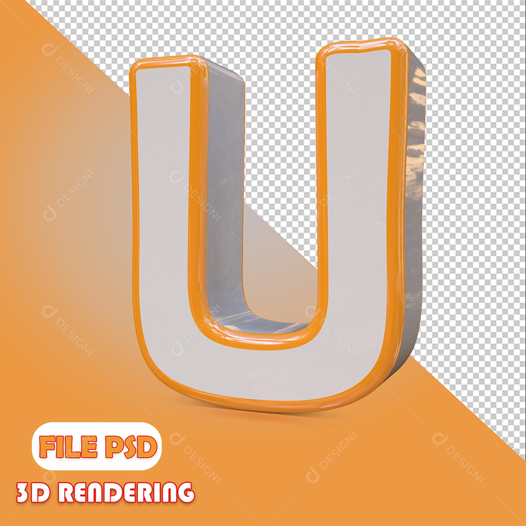 Letra 3D Para Composição U PSD
