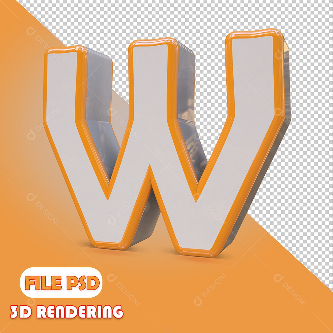 3D Letter W Composition PSD