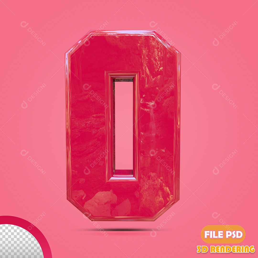 Número 3D Para Composição Rosa 0 PSD