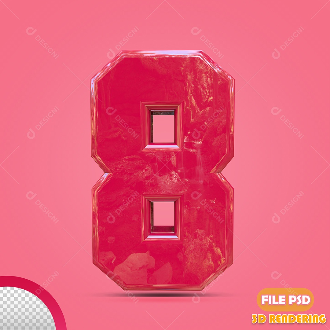 Número 3D Para Composição Rosa 8 PSD