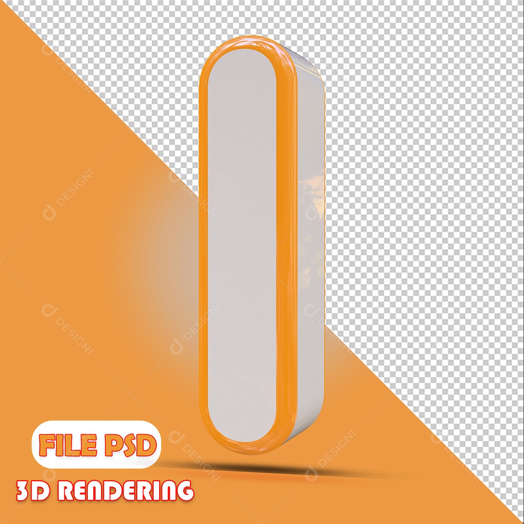 Número 3D Para Composição Branco e Amarelo 1 PSD