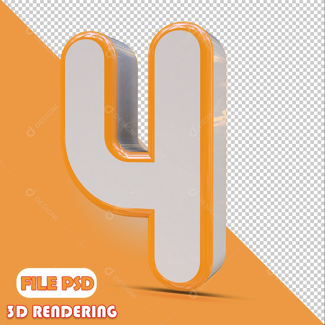 Número 3D Para Composição Branco e Amarelo 4 PSD