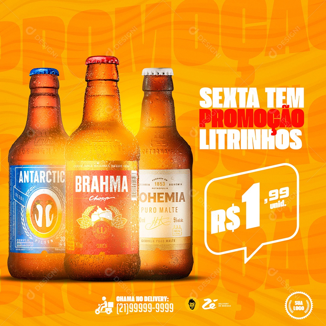 Post Cerveja Sexta em Promoção Social Media PSD Editável