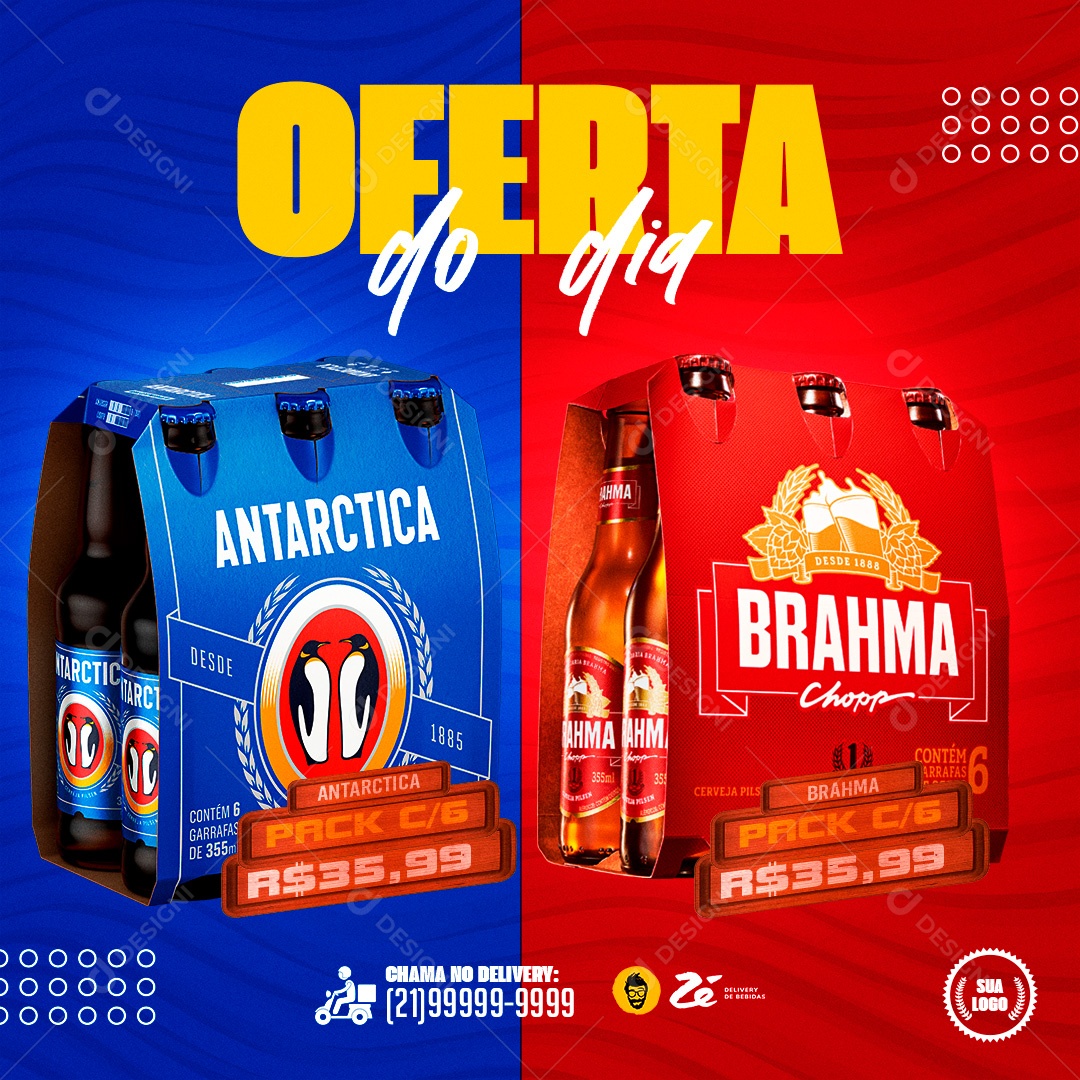 Post Cerveja Oferta do Dia Social Media PSD Editável