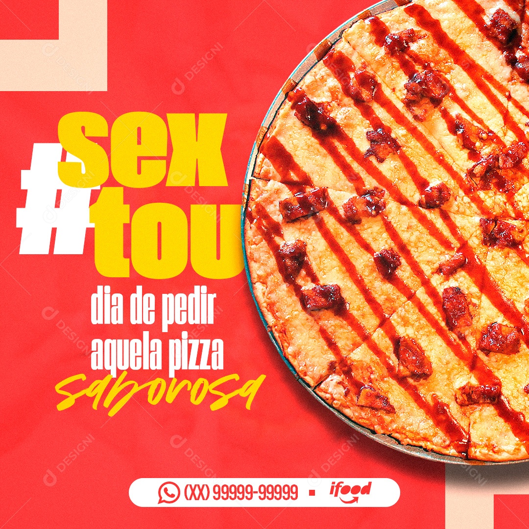 Post Pizzaria Sextou Social Media PSD Editável
